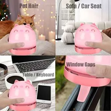 YUNYILAN Mini Desktop Vacuum Cleaner, Portable USB Vacuum Cleaner for Desk Mini Cute Cartoon Desktop Vacuum for Cleaning Eraser Crumbs, Dust, Crumbs, Computer, Keyboard and Car (Pink)