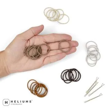 Heliums Small Hair Ties - Sandy Blonde - No Damage Mini 1 Inch Reusable 2mm Elastics for Thin Hair and Kids, Neutral Ponytail Holders - 48 Count