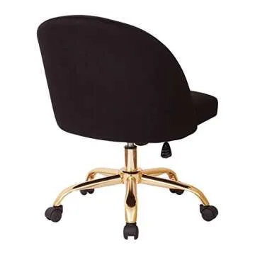 OSP Home Furnishings Layton Mid-Back Adjustable Office Chair with 5-Star Base, Gold Finish and Black Velvet
