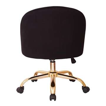 OSP Home Furnishings Layton Mid-Back Adjustable Office Chair with 5-Star Base, Gold Finish and Black Velvet