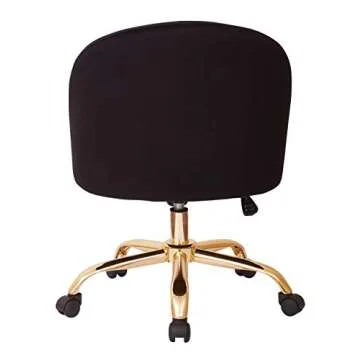 OSP Home Furnishings Layton Mid-Back Adjustable Office Chair with 5-Star Base, Gold Finish and Black Velvet