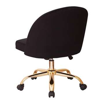 OSP Home Furnishings Layton Mid-Back Adjustable Office Chair with 5-Star Base, Gold Finish and Black Velvet