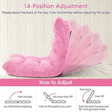 Giantex Floor Chair with Back Support, Folding Sofa Chair with 14 Adjustable Position, Padded Sleeper Bed, Couch Recliner, Floor Gaming Chair, Meditation Chair, Gaming Floor Chairs for Adults(Pink)