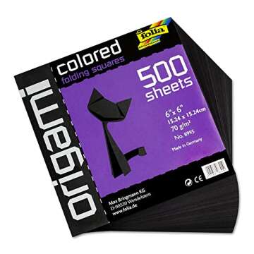 Folia Origami Paper 6"-by-6" Black 100 Sheets