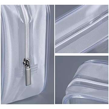 5 Pack Clear Plastic Zippered Toiletry Carry Pouch TSA Approved Toiletry Bag Portable Cosmetic Makeup Bag for Vacation, Bathroom and Organizing (White, Small/Large)