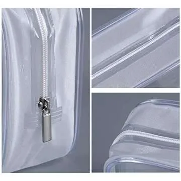 5 Pack Clear Plastic Zippered Toiletry Carry Pouch TSA Approved Toiletry Bag Portable Cosmetic Makeup Bag for Vacation, Bathroom and Organizing (White, Small/Large)