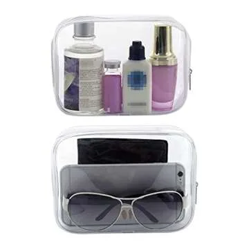 5 Pack Clear Plastic Zippered Toiletry Carry Pouch TSA Approved Toiletry Bag Portable Cosmetic Makeup Bag for Vacation, Bathroom and Organizing (White, Small/Large)