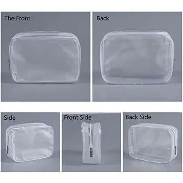 5 Pack Clear Plastic Zippered Toiletry Carry Pouch TSA Approved Toiletry Bag Portable Cosmetic Makeup Bag for Vacation, Bathroom and Organizing (White, Small/Large)