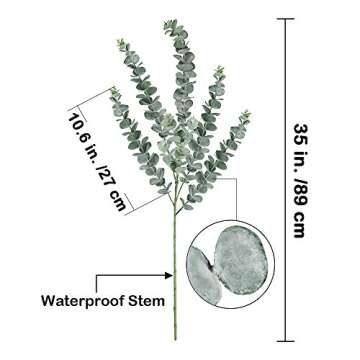 Supla 3 Pcs 35" Tall Eucalyputs Stems Eucalyputs Leaves Spray Artificial Eucalyptus Branches Real To...