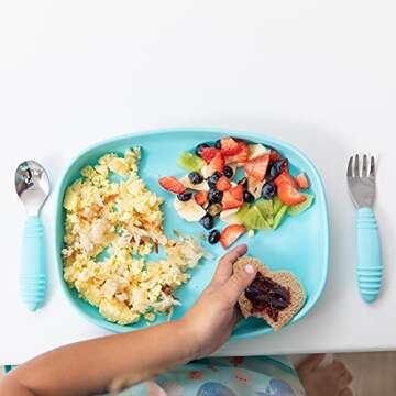 Bumkins Toddler and Baby Suction Plate, Silicone Grip Dish Large Tray for Big Kids, Fits Most Highch...