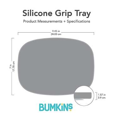 Bumkins Toddler and Baby Suction Plate, Silicone Grip Dish Large Tray for Big Kids, Fits Most Highchairs, Essential Children Feeding Supplies, Non Skid Sticky Bottom, Platinum Silicone, Blue