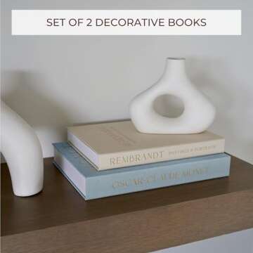 Beautiful Decorative Books - Set of 2 Linen Boxes Enhance Your Coffee Table, Bookshelf or Mantle Dec...