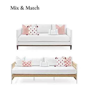 Hofdeco Premium Coastal Hampton Style Patio Indoor Outdoor Lumbar Pillow Cover Only, 12"x20" Water Resistant for Backyard, Couch, Baby Blue Embroidered Vertical Line