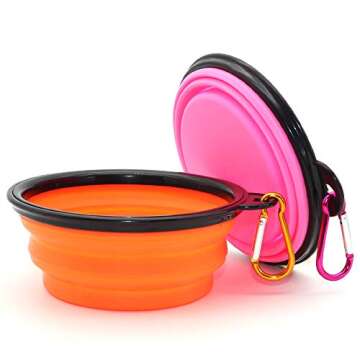 SLSON Collapsible Dog Bowls, 2 Pack, Portable Pet Feeding Watering Dish for Traveling with Carabiner...