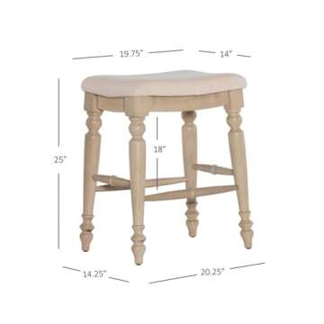 Riverbay Furniture 25" Transitional Wood/Fabric Backless Counter Stool in White