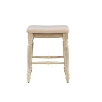 Riverbay Furniture 25" Transitional Wood/Fabric Backless Counter Stool in White