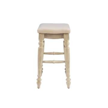 Riverbay Furniture 25" Transitional Wood/Fabric Backless Counter Stool in White