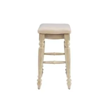 Riverbay Furniture 25" Transitional Wood/Fabric Backless Counter Stool in White