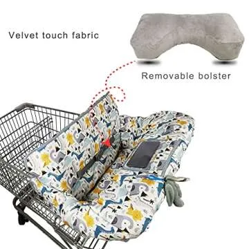 Shopping Cart Cover for Baby/Toddler, Cozy High Chair Cover with Pillow, Dinosaur