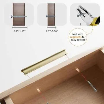 Cobbe Elite 10 Pack Luxurious Brushed Gold Cabinet Pulls, 3 Inch Hole Center, Handles for Kitchen Bathroom Cabinets & Drawers