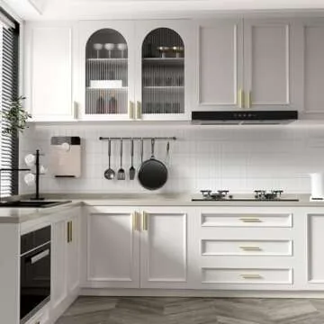 Cobbe Elite 10 Pack Luxurious Brushed Gold Cabinet Pulls, 3 Inch Hole Center, Handles for Kitchen Bathroom Cabinets & Drawers