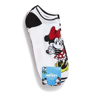 Disney Women's Mickey Mouse 5 Pack No Show, Black Red Multi, Fits Sock Size 9-11 Fits Shoe Size 4-10.5