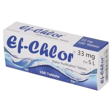 Ef-Chlor Water Purification Tablets/Pills 33 mg - Pack of 100 Tablets - Potable Drinking Water Treatment Ideal for Emergencies, Survival, Travel, and Camping, Purifies 2.64 Gallons in 1 Tablet