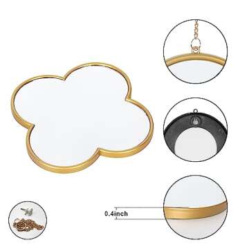 DECANIT Gold Mirrors for Wall Decoration Clover Mirrors for Living Room Decor & Home Decor, Pack of ...