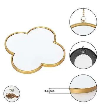 DECANIT Elegant Gold Mirrors - Pack of 3 Clover-Shaped Wall Decor