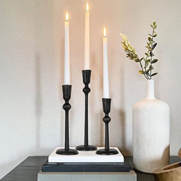 Artistic Iron Taper Candle Holders - Set of 3 Decorative
