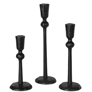 Artistic Iron Taper Candle Holders - Set of 3 Decorative