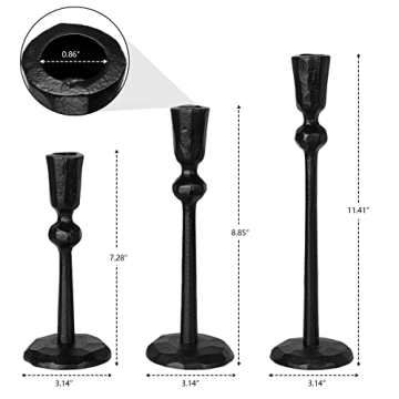 Artistic Iron Taper Candle Holders - Set of 3 Decorative
