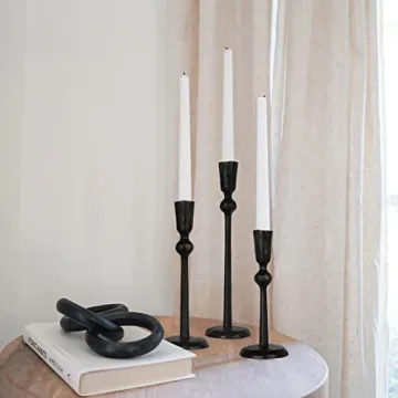 Artistic Iron Taper Candle Holders - Set of 3 Decorative