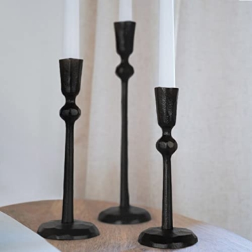 Artistic Iron Taper Candle Holders - Set of 3 Decorative