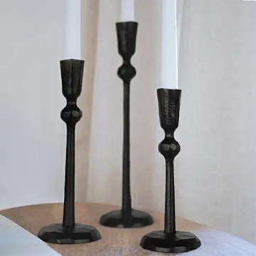 Artistic Iron Taper Candle Holders - Set of 3 Decorative