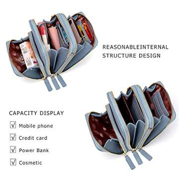 myfriday Small Crossbody Cell Phone Bag for Women, Mini Over Shoulder Handbag Purse with Credit Card Slots