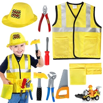 Latocos Construction Worker Costume for Boys Kids Dress Up Clothes for Play Toddler Builder Career O...