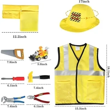 Latocos Construction Worker Kids Costume for Dress Up