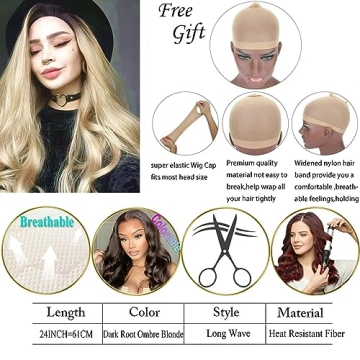 Yinuozhogntian 24 Inch Ombre Blonde Lace Front Wig