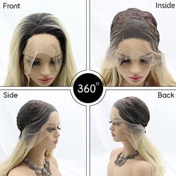 Yinuozhogntian 24 Inch Ombre Blonde Lace Front Wig