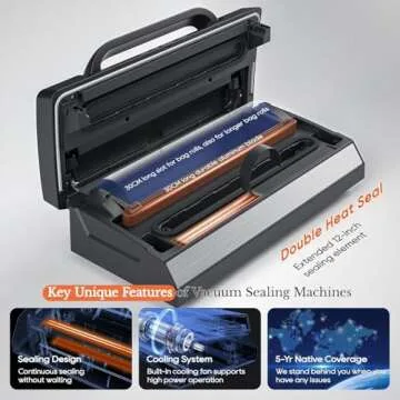 SEATAO VH5188 Automatic Vacuum Sealer Machine, 90kPa Multifunction Commercial Vacuum Food Sealer For...