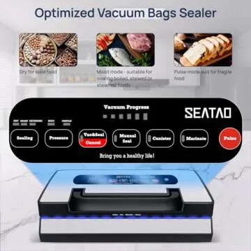 SEATAO VH5188 Automatic Vacuum Sealer Machine, 90kPa Multifunction Commercial Vacuum Food Sealer For Food Preservation, Dry & Moist & Food & Extended Modes, LED lights, Double Seal