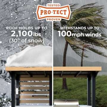 Backyard Discovery Fusion Flame Turn-Key Outdoor Kitchen with 38-inch Stainless Steel 5-burner Grill Island, Sear Zone, Infrared Burner, Outdoor-Rated Refrigerator, Storage, Steel Roof for Deck, Patio