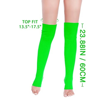 v28 Neon Knit Leg Warmers for Women - 80s Style