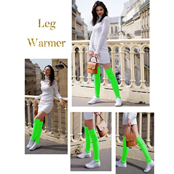 v28 Neon Knit Leg Warmers for Women - 80s Style