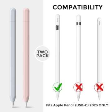 AhaStyle 2 Pack Silicone Apple Pencil (USB-C) Case 2023 Ultra Thin Proteative Cover Skin Apple Penci...