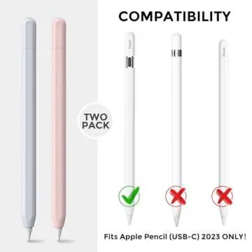 AhaStyle 2 Pack Silicone Apple Pencil (USB-C) Case 2023 Ultra Thin Proteative Cover Skin Apple Penci...
