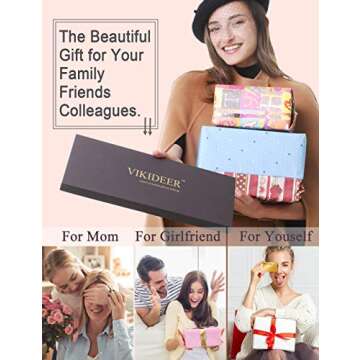 VIKIDEER Long Genuine Leather Gloves for Women Full Touchscreen Winter Warm Lined Elegant Type Little Bigger Black Meduim-12.7"