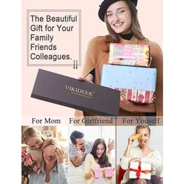 VIKIDEER Long Genuine Leather Gloves for Women Full Touchscreen Winter Warm Lined Elegant Type Little Bigger Black Meduim-12.7"