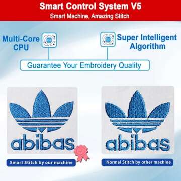 Smartstitch S-1501 Commercial Embroidery Machine with 15 Needles,14"x20" Embroidery Area,1200SPM Max Speed,12" Touch Screen, Wifi available, capable of embroidering on 3D Caps, Flat, T-shirt and more